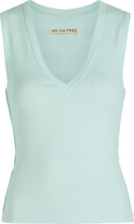 Free People Neria Ribbed Stretch-cotton Tank - Mint - L (UK16-UK18 / L)