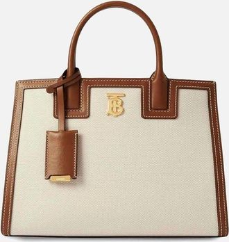 Burberry Womens Mini Frances Tote Canvas Bag - Brown - Size: UNI