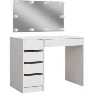 Vicco Tavolo da toilette Thalia, Bianco, 100 cm con illuminazione a led Vicco