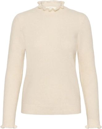 Inwear Elegant Whisper White Melange Pullover - Dames - Ronde hals truien - Wit - XL - Wol - Truien & Vesten