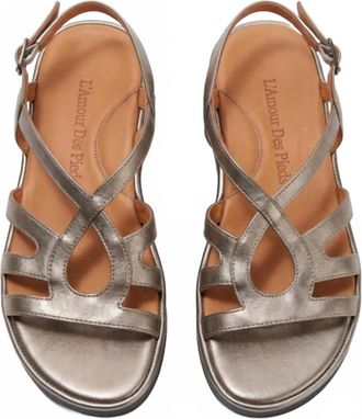 L'Amour Des Pieds Womens Vafara Sandals In Pewter Metallic