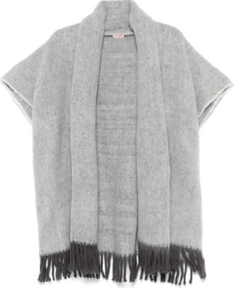 Twin-Set Poncho con frange - Grigio