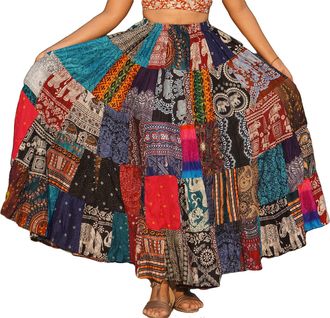 Generic Long Patchwork Skirt * Boho Maxi Tiered * Full Flared Heavy * Romani Hippie Style * Large