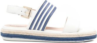 Geox D Leelu striped espadrille sandals - women - Calf Leather/Calf Leather/Rubber - 36.5 - White
