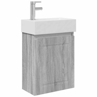 vidaXL M&oacute;dulo De Ba&ntilde;o Con Grifer&iacute;a Sonoma Gris 45,5 X 22,5 X 84 Cm Vidaxl