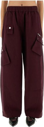 Ganni Wide-Leg Cargobroek - Dames - Wijde Broeken - Bruin - 2XS - Polyester - Broeken