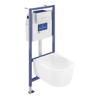 Villeroy & Boch Pack Inodoro Suspendido Sin Borde Villeroy Et Boch Avento + Estructura Soporte Viconnect Pro + Asiento + Placa Cromo Mate