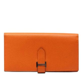 Herm&egrave;s Pre-owned Wallets, female, Orange, Size: ONE SIZE Pre-owned Long Wallet