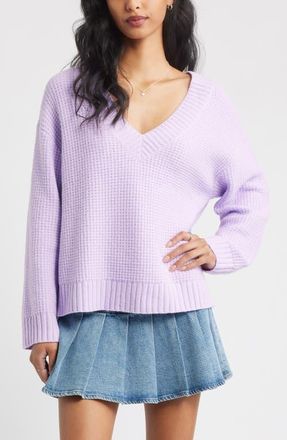 BP. V-Neck Thermal Sweater in Purple Feminine at Nordstrom, Size Xx-Small