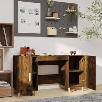 Berkfield Home Decorative Desk Smoked Oak 140x50x75 cm Engineered Wood in Brown | Size: 140 x 50 x 75 cm