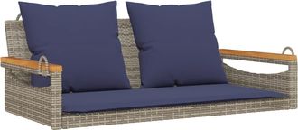 vidaXL Banco Columpio Con Cojines Rat&aacute;n Sint&eacute;tico Gris 109x62x40 Cm Vidaxl