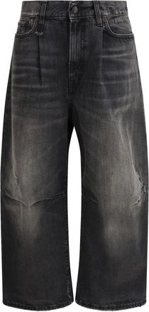 R13 Cropped Jeans, female, Black, W29, Wide-Leg Cropped Cotton Jeans