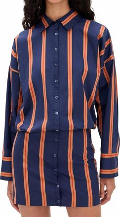 Staud Cynthia Long Sleeve Mini Dress In Railroad Stripe