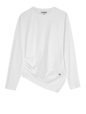 Ganni Heavy Stretch Cotton Draped Blouse