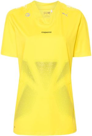 Coperni X Puma rubberised-logo T-shirt - women - Nylon/Polyester/Elastane - M - Yellow