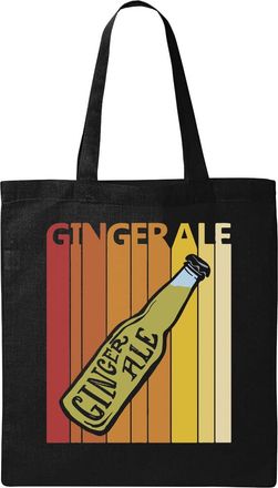 Generic Retro Poster Styled Ginger Ale Bottle Funny Natural Ecological Cotton Tote Bag Black