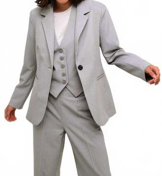 Kaffe Kasakura Single-Breasted Blazer In Grey Melange