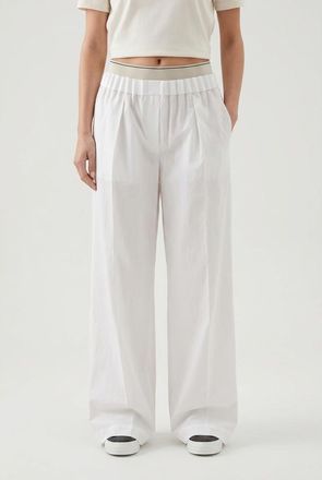 Brunello Cucinelli White Relaxed Cotton Trousers, Brand Size 46 (US Size 12)