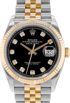 Rolex Pre-owned Rolex Datejust 36 Automatic Chronometer Diamond Black Dial Mens Watch 126233 BKDJ
