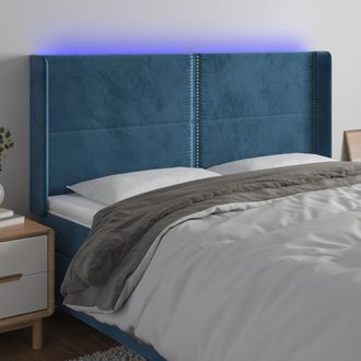 vidaXL Cabecero Con Led De Terciopelo Azul Oscuro 203x16x118/128 Cm Vidaxl