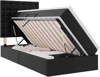 vidaXL Bed with Mattress with LED Black 90 x 190 cm Faux Leather vidaXL