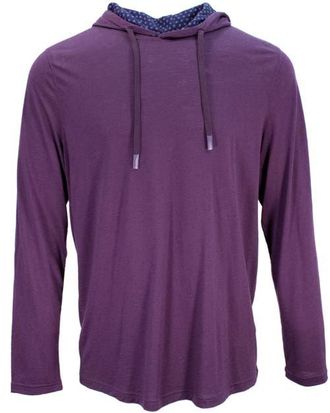 Lords of Harlech Hugo Extra Fine Merino Wool Lightweight Hoodie in Plum at Nordstrom, Size X-Large