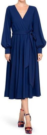 Meghan Fabulous Lilypad Surplice Long Sleeve Wrap Midi Dress in Navy at Nordstrom Rack, Size Small