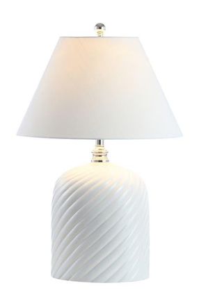 Jonathan Y Designs Serge Swirl 28.5 Ceramic Bohemian Glam LED Table Lamp, White at Nordstrom