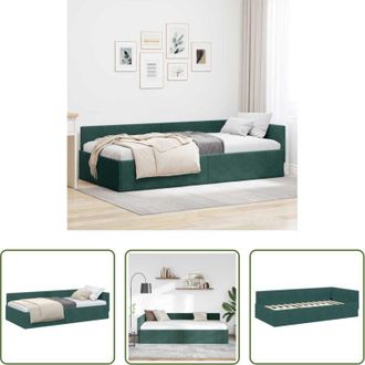 vidaXL Letto angolare - Cornice del letto ad angolo Verde Scuro 100 cm x 200 cm Velluto