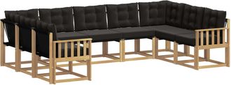 vidaXL Conjunto De Sof&aacute;s De Exterior 9 Uds. Blanco Y Negro Vidaxl