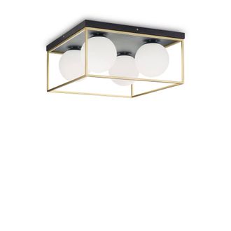 Netlighting Lingotto 4 Light Globe Ceiling Light Antique Brass in Yellow