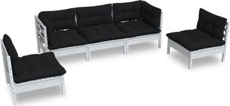 vidaXL Vidaxl - Muebles De Jard&iacute;n 5 Pzas Con Cojines Madera Maciza De Pino