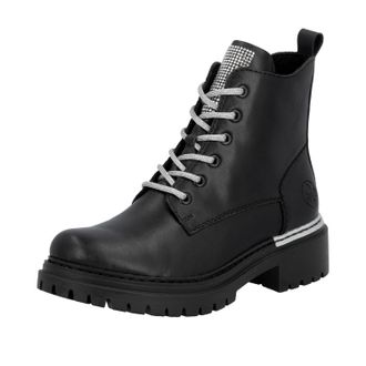 Rieker Schn&uuml;rboots RIEKER, Damen, Gr. 36, schwarz, Lederimitat, unifarben, Schuhe Schn&uuml;rboots, Schn&uuml;rstiefelette, Profilsohle, mit praktischem Innenreissvers