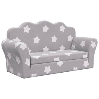 vidaXL Sof&aacute; De Ni&ntilde;os De 2 Plazas Felpa Suave Gris Claro Con Estrellas Vidaxl