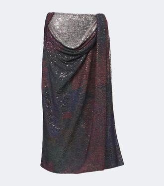 Maison Margiela Draped printed sequined midi skirt