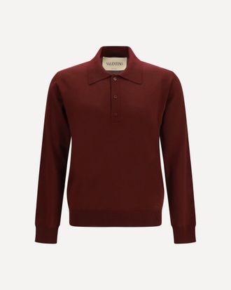 Valentino Long-sleeve wool Polo with VLogo Male XL