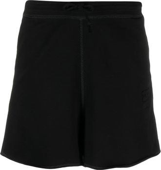 Ganni logo-patch short shorts - women - Organic Cotton - S - Black