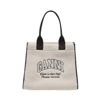 Ganni Tote Bags, female, White, Size: ONE SIZE Shearling XXL Tote