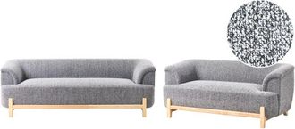 Beliani Living Room Set 5 Seater ALNOR Fabric Dark Grey