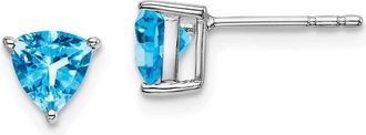 Diamond2Deal 14k White Gold Trillion Blue Topaz Earrings