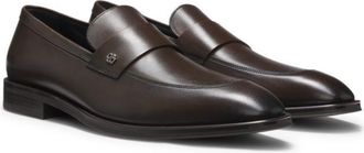 BOSS Leather loafers with Double B monogram trim