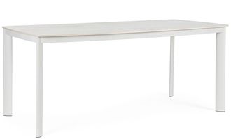 BIZZOTTO Hochwertiger Outdoor Tisch Alcora 180 x 90 cm, Marmoroptik Weiss