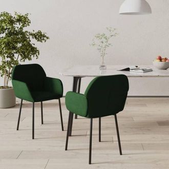 vidaXL Sedie da Pranzo 2 pz Verde Scuro in Velluto - Vidaxl