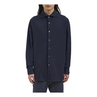 Paolo Pecora Camicia in Jersey - male - Paolo Pecora - Casual Shirts - Blue - 2XL - Shirts