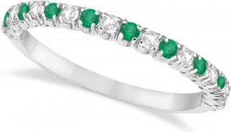 Allurez Lab Emerald & Lab Grown Diamond Wedding Band Anniversary Ring in 14k White Gold (0.50ct)