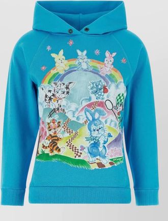 Kenzo cartoon logo hooded sweatshirt kangaroo pocket