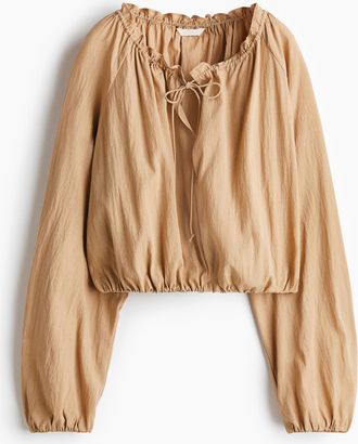 H&M Bluse mit Ballonsaum - Beige