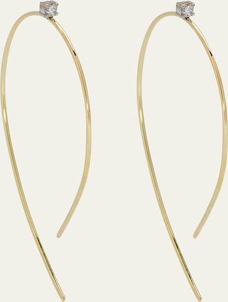 Lana Jewelry 14K Gold Mini Wire Hooked On Hoop Earrings with Diamonds, 38mm