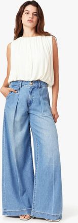 Habitual Pleated Denim Trousers In Blue Bell