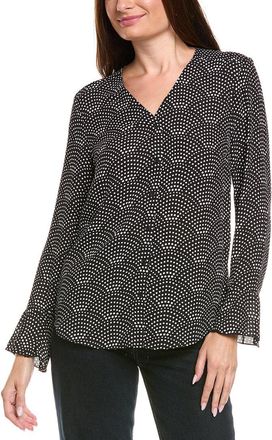 T Tahari Button Front V-Neck Blouse